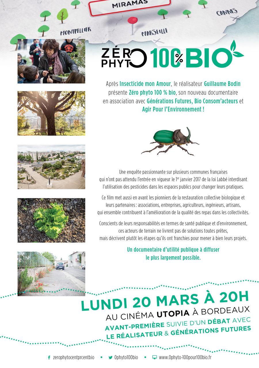 Avant-première de Zéro Phyto 100% Bio le lundi 20 mars 2017 à Bordeaux
