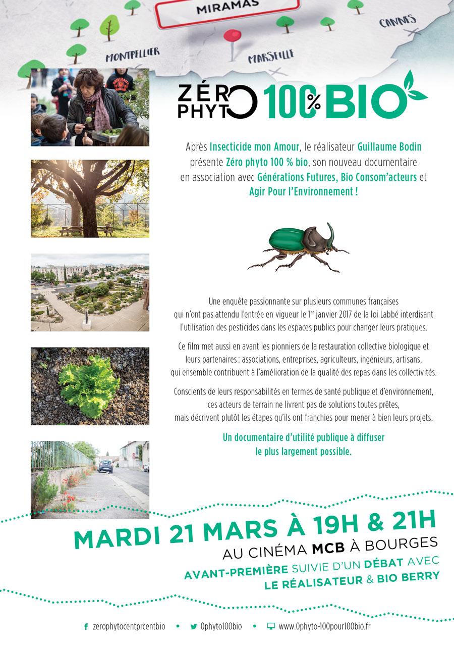 Avant-première de Zéro Phyto 100% Bio le mardi 22 mars 2017 à Bourges