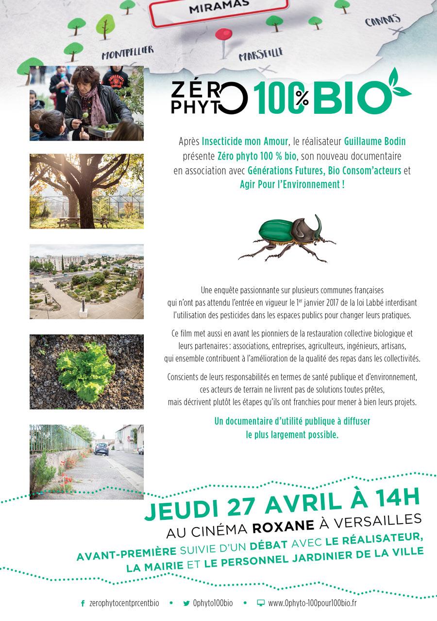 Avant-première de Zéro Phyto 100% Bio le jeudi 27 avril 2017 à Versailles