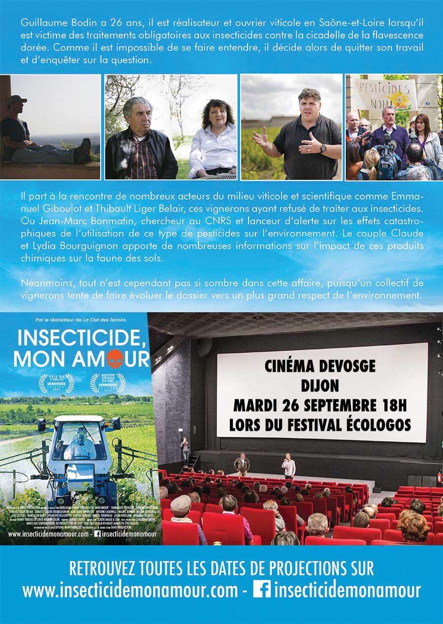 Projection de Insecticide Mon Amour au Cinéma Devosge à Dijon le mardi 26 septembre 2017