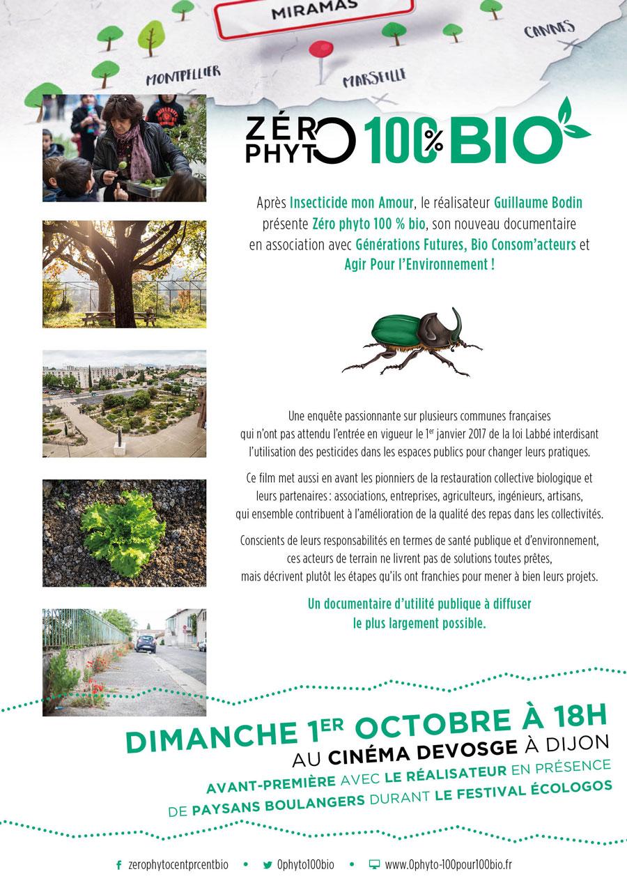 Avant-première de Zéro Phyto 100% Bio le dimanche 1er octobre à Dijon