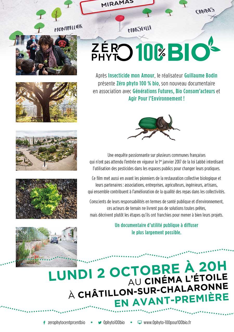 Avant-première de Zéro Phyto 100% Bio le lundi 2 octobre à Châtillon-sur-Chalaronne