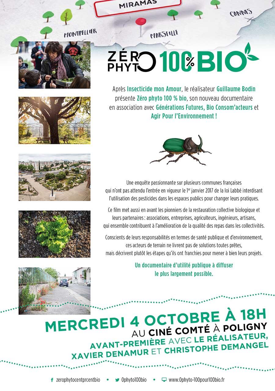 Avant-première de Zéro Phyto 100% Bio le mercredi 4 octobre 2017 à Poligny