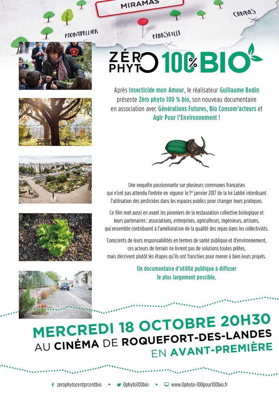 Avant-première de Zéro Phyto 100% Bio le mercredi 18 octobre 2017 à Roquefort-des-Landes