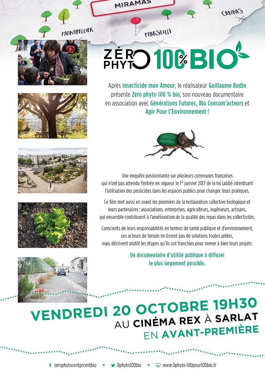Avant-première de Zéro Phyto 100% Bio le vendredi 20 octobre 2017 à Sarlat