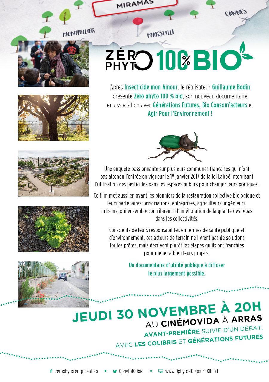 Avant-première de Zéro Phyto 100% Bio le jeudi 30 novembre 2017 à Arras