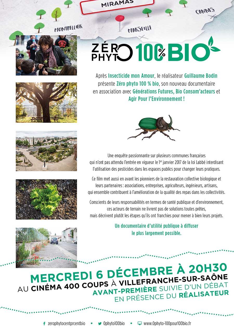 Avant-première de Zéro Phyto 100% Bio le mercredi 6 décembre 2017 à Villefranche-sur-Saône