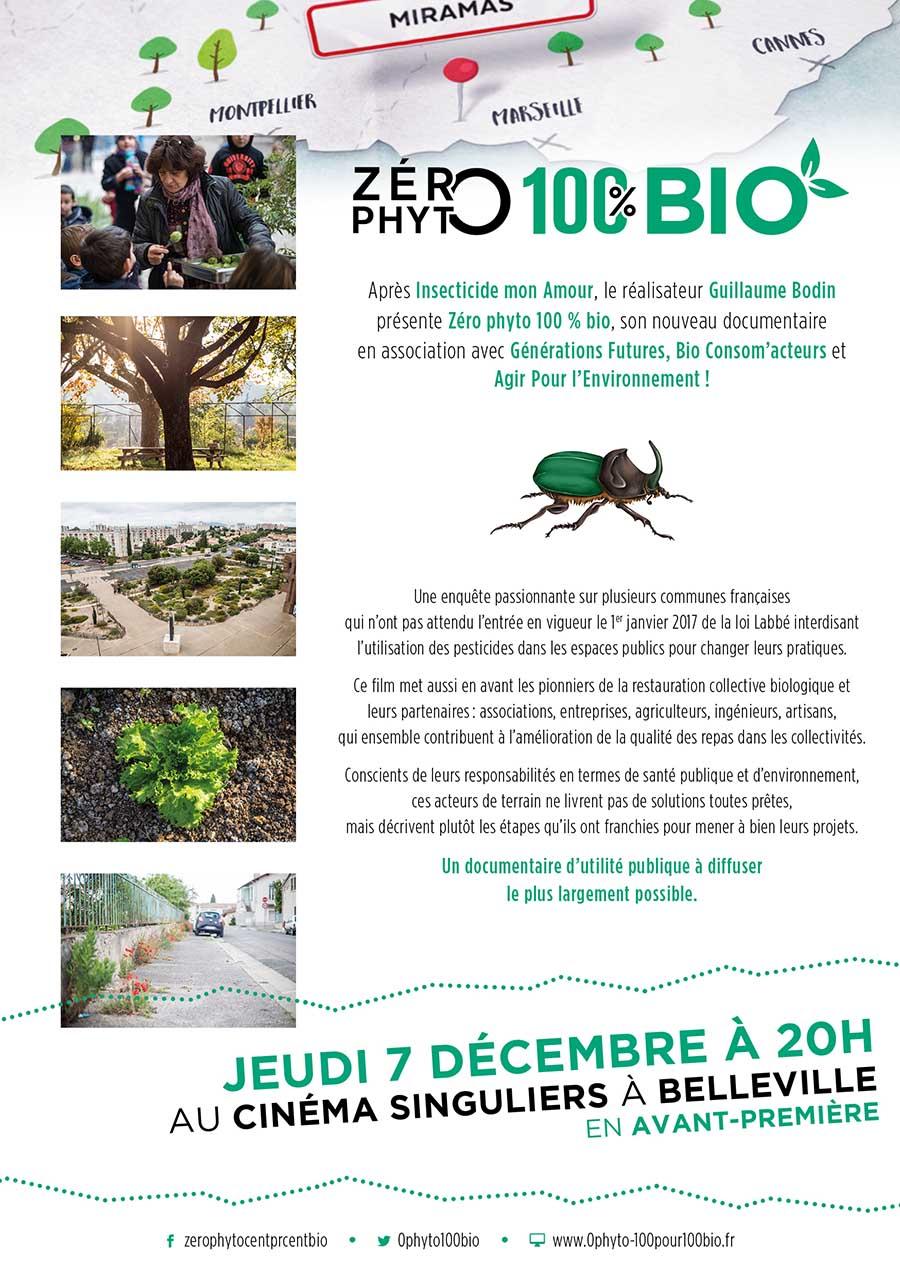 Avant-première de Zéro Phyto 100% Bio le jeudi 7 décembre 2017 à Belleville