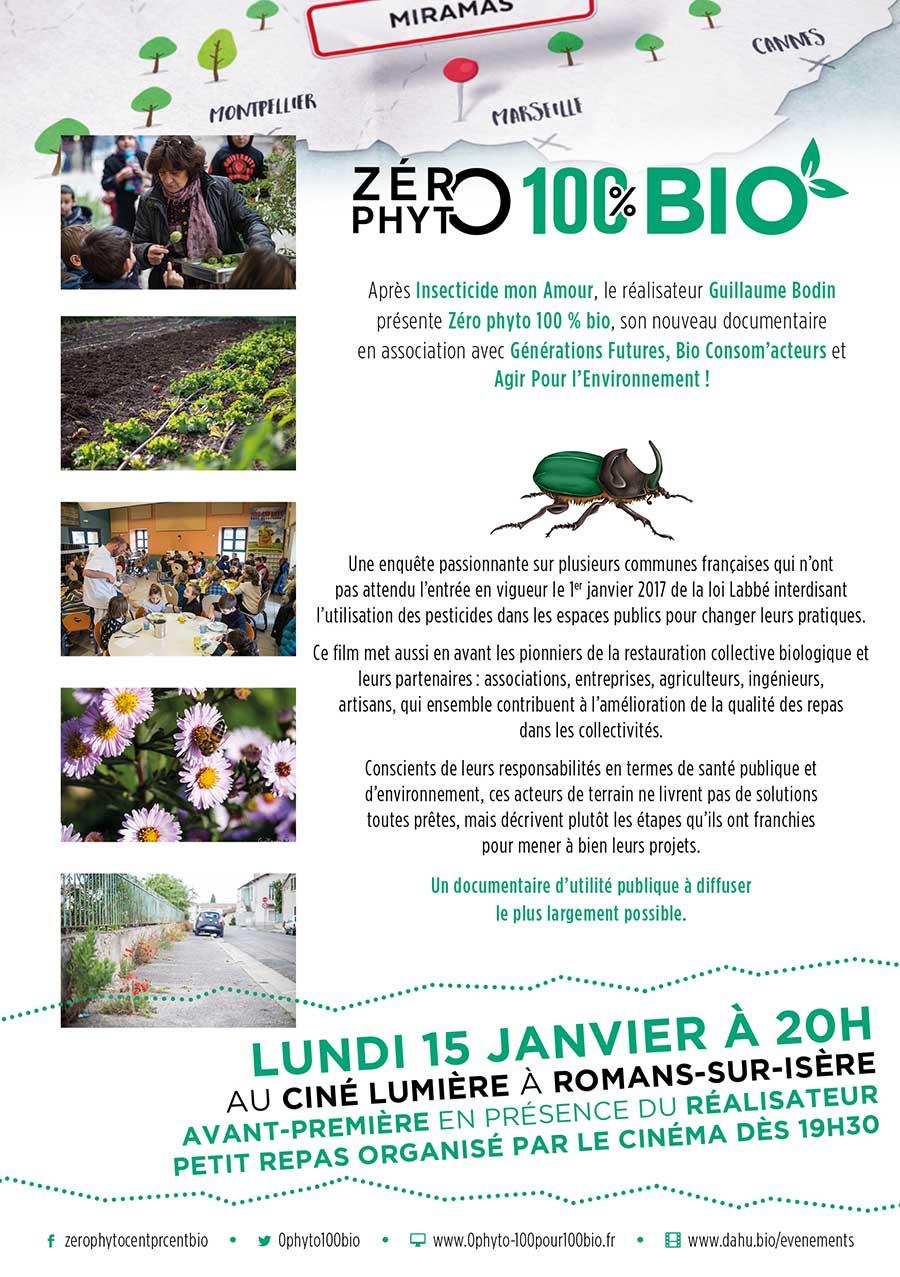 Avant-première de Zéro Phyto 100% Bio le lundi 15 janvier 2018 à Romans-sur-Isère