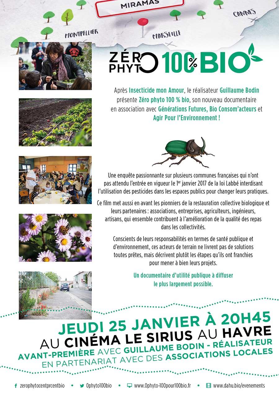 Avant-première de Zéro Phyto 100% Bio le jeudi 25 janvier 2018 au Havre