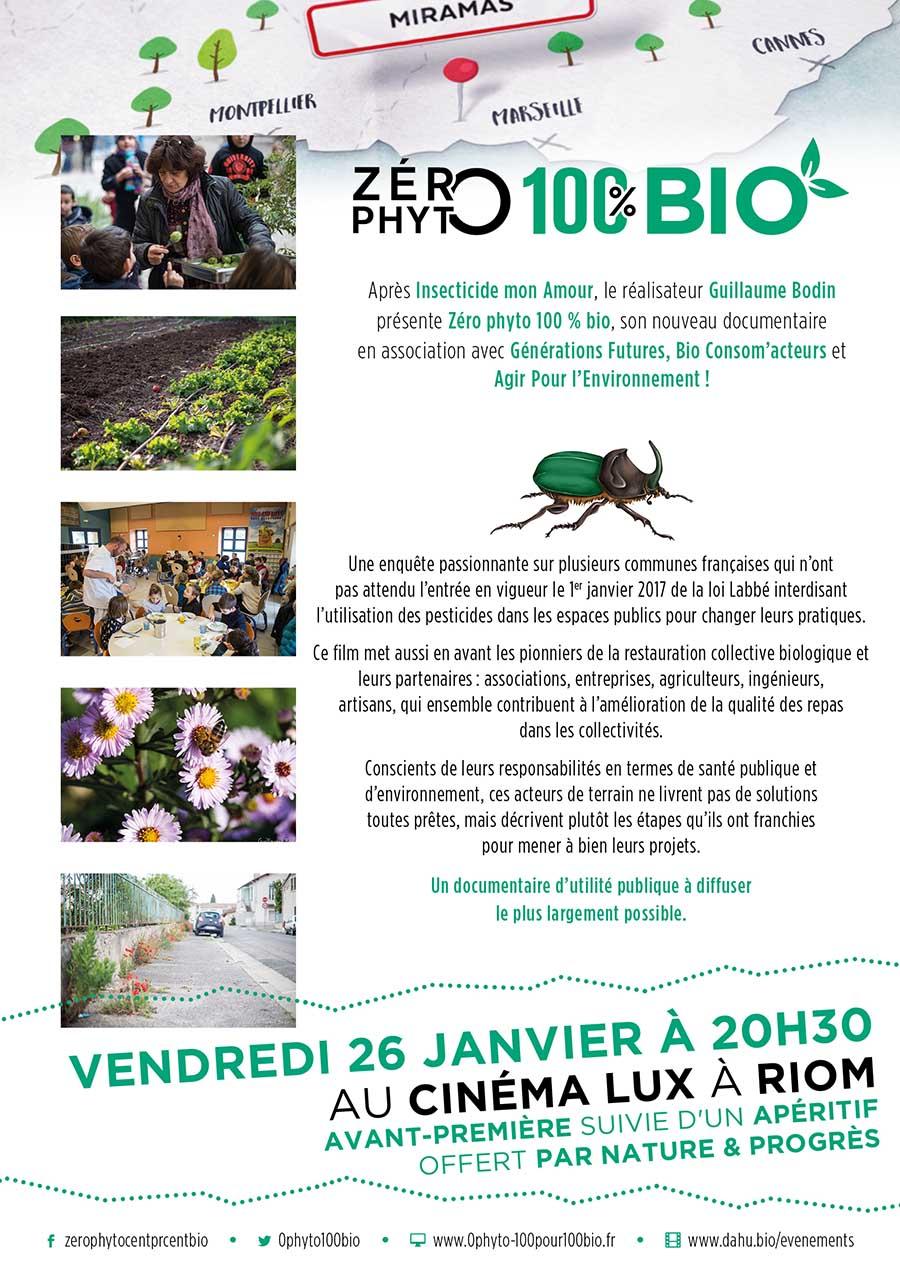 Avant-première de Zéro Phyto 100% Bio le vendredi 26 janvier 2018 à Riom