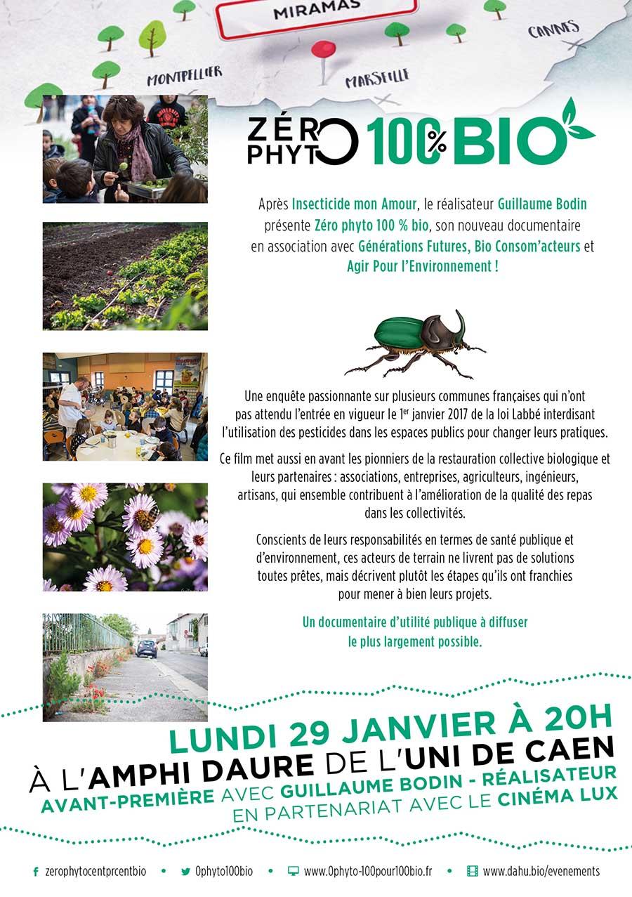 Avant-première de Zéro Phyto 100% Bio le lundi 29 janvier 2018 à Caen