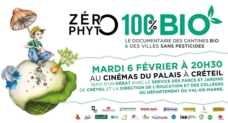 Projection-débat de Zéro Phyto 100% Bio le mardi 6 février 2018 à Créteil.