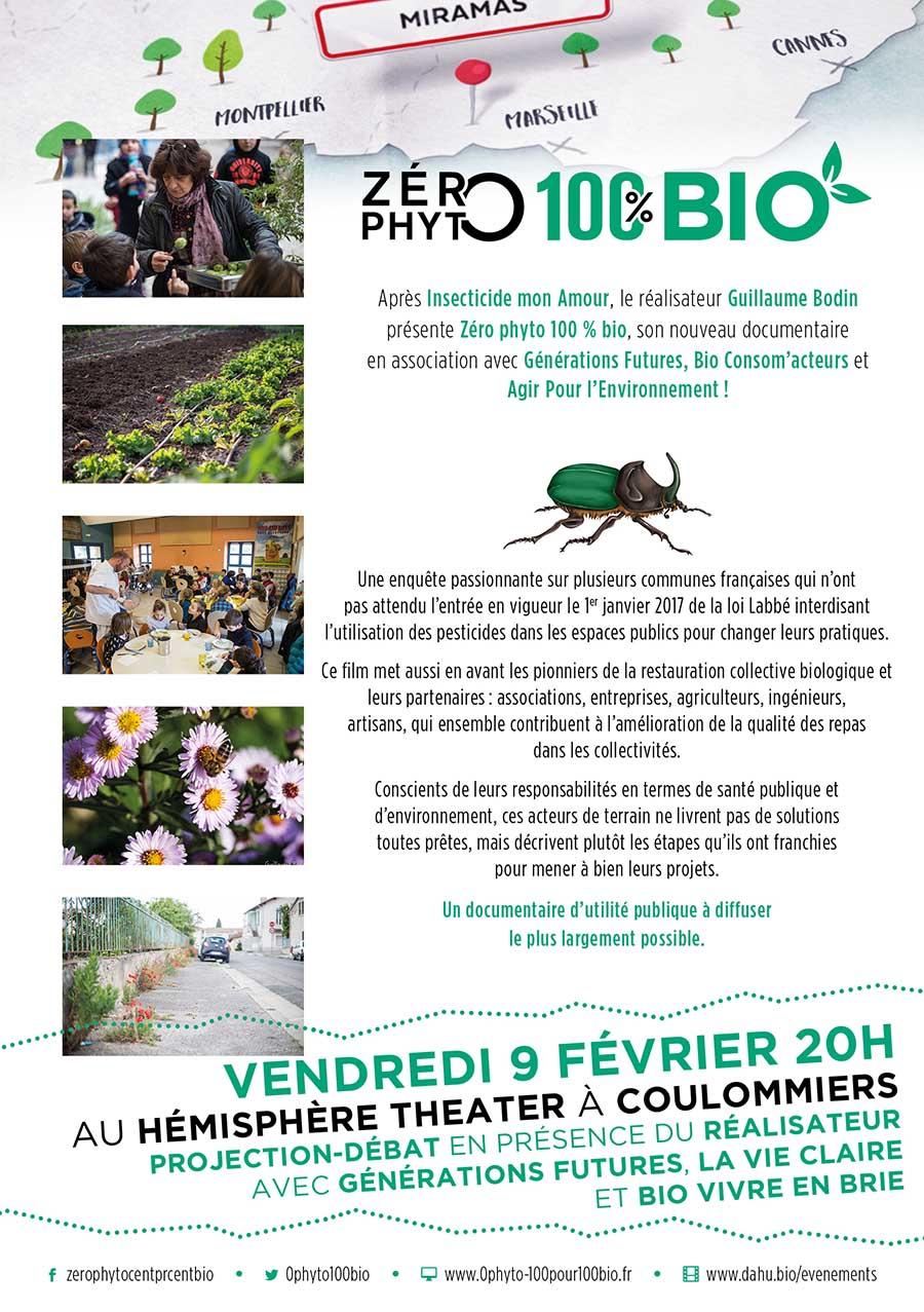 Projection-débat de Zéro Phyto 100% Bio le vendredi 9 février 2018 à Coulommiers