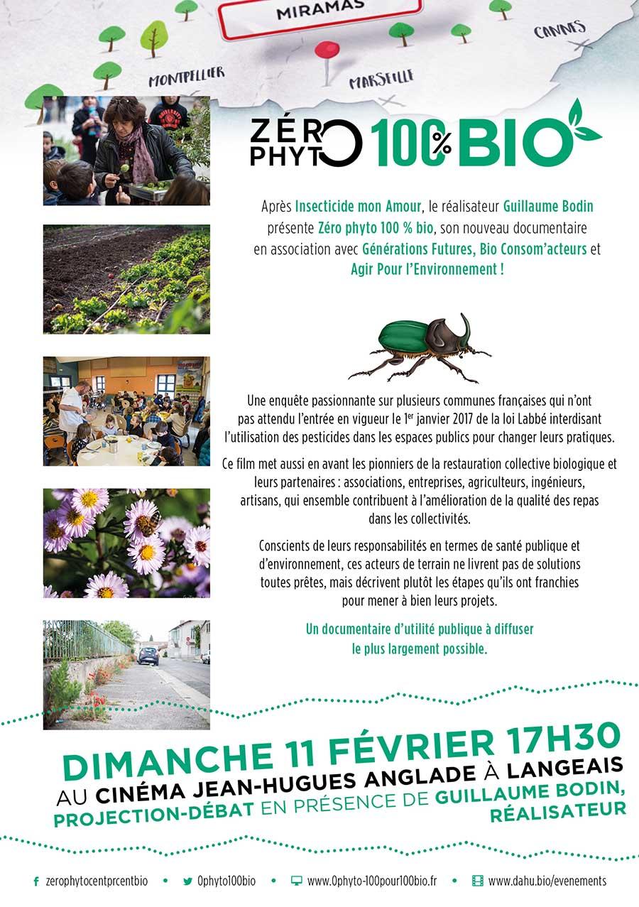 Projection-débat de Zéro Phyto 100% Bio le dimanche 11 février 2018 à Langeais