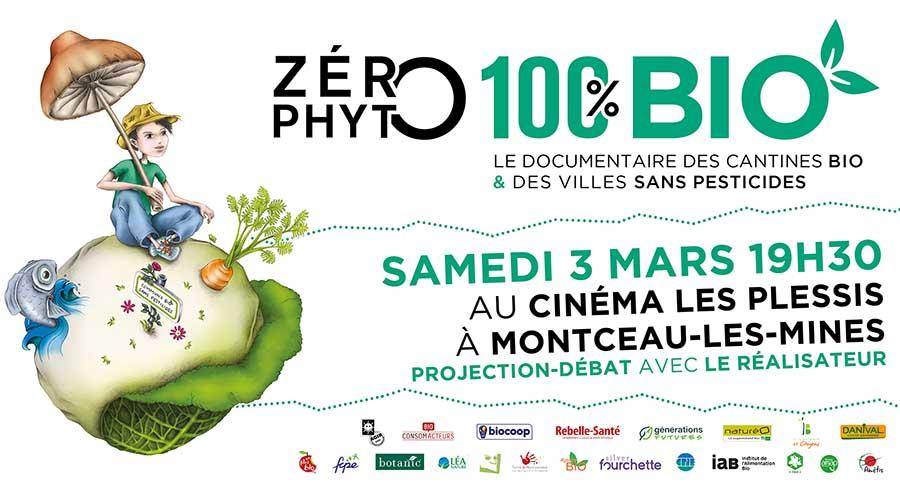 Projection-débat de Zéro Phyto 100% Bio le samedi 3 mars au Cinéma Les Plessis à Montceau-les-Mines