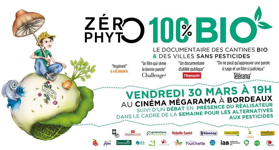 Projection-débat de Zéro Phyto 100% Bio le vendredi 30 mars 2018 à Bordeaux.
