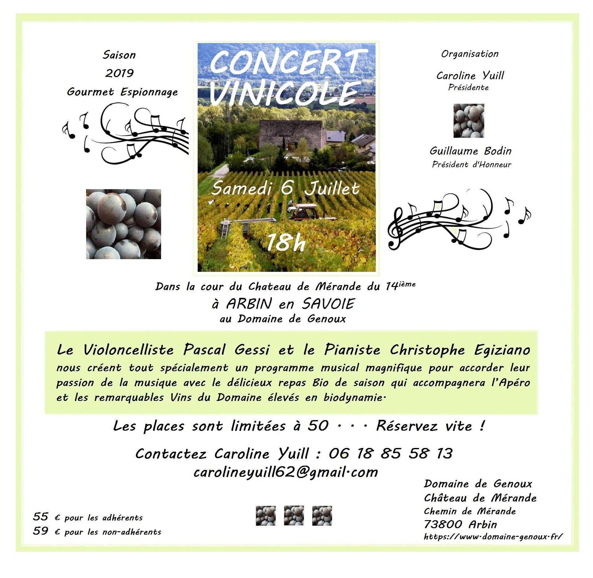 2019 07 06 concert vinicole au Château de Mérande - Affiche