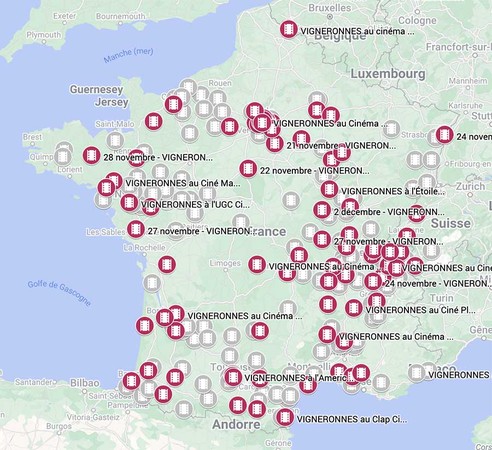 Carte des projections de Vigneronnes