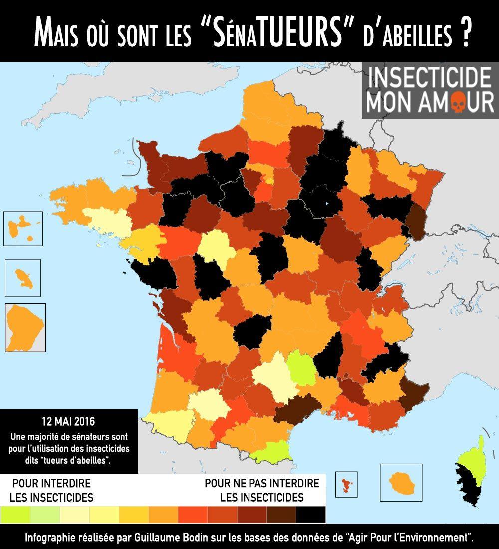 CARTE DE FRANCE - Mais où sont les "SénaTUEURS" d'abeilles ?