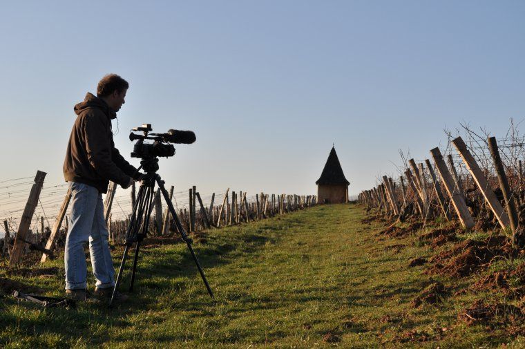 Tournage dans les Pouilly-Vinzelles "Les Quarts" du Domaine de la Soufrandière