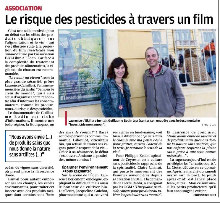 La Provence 31 mai 2016 - Insecticide Mon Amour au Cinéma l'Éden de La Ciotat